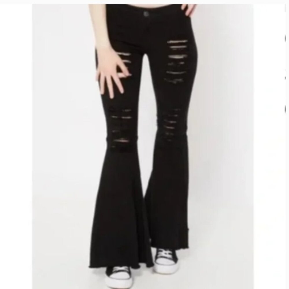 Black Ripped Flare Jeans size 3